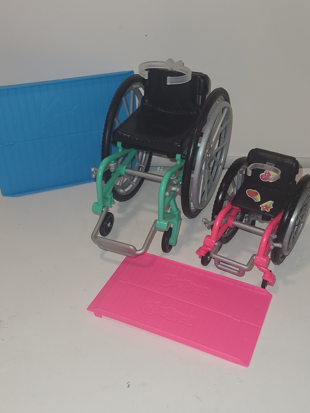 Barbie Wheelchair Duo in Green, Pink & Blue Accessories